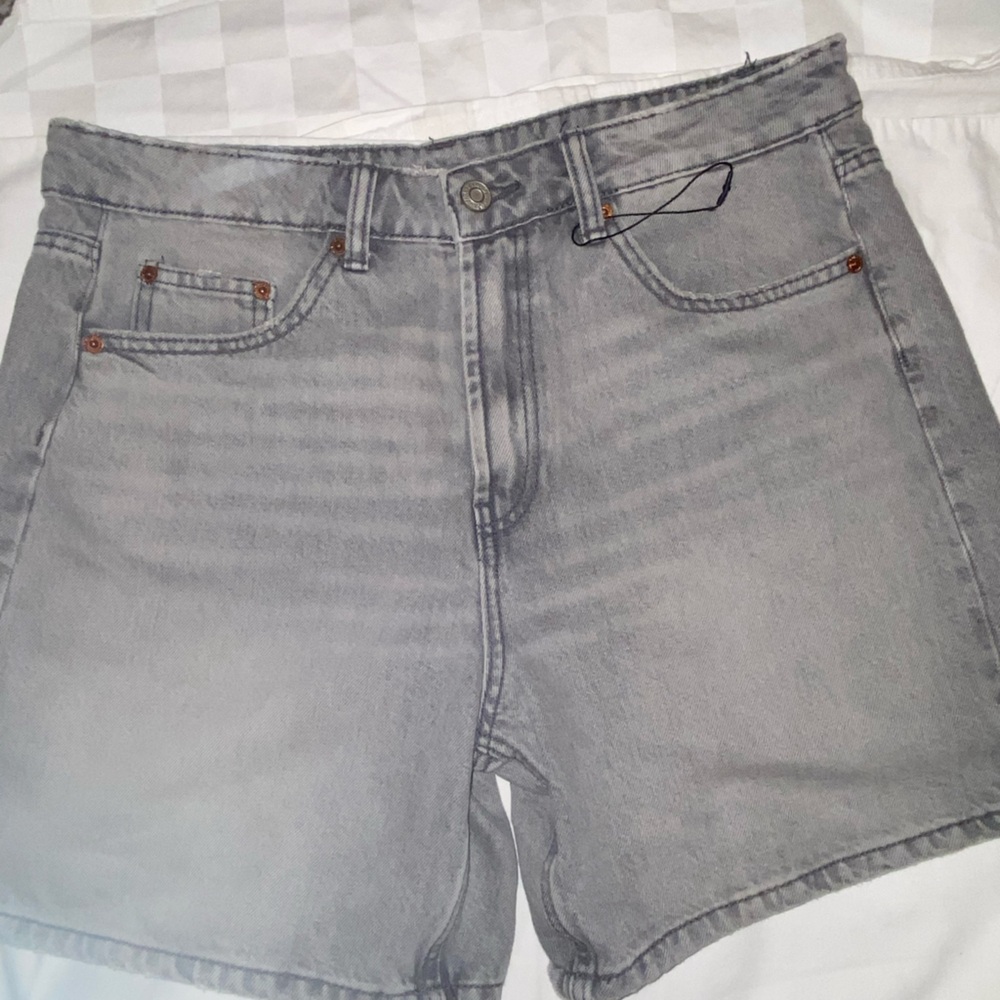 High-Rise Gray Denim Women’s Shorts